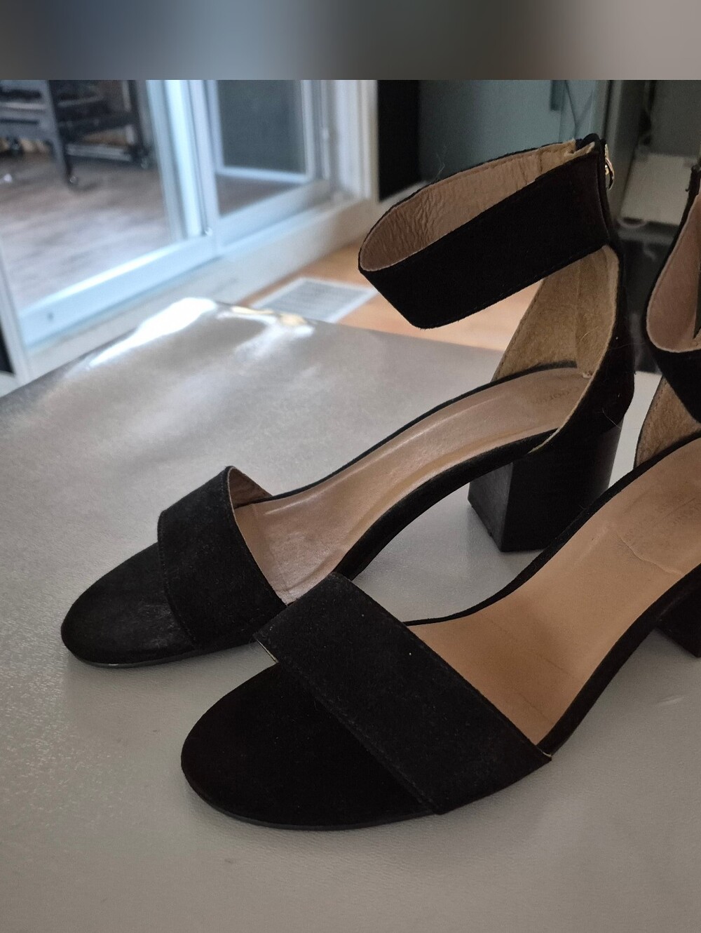 Women’s Black Ankle-Strap Block Heel Sandals
